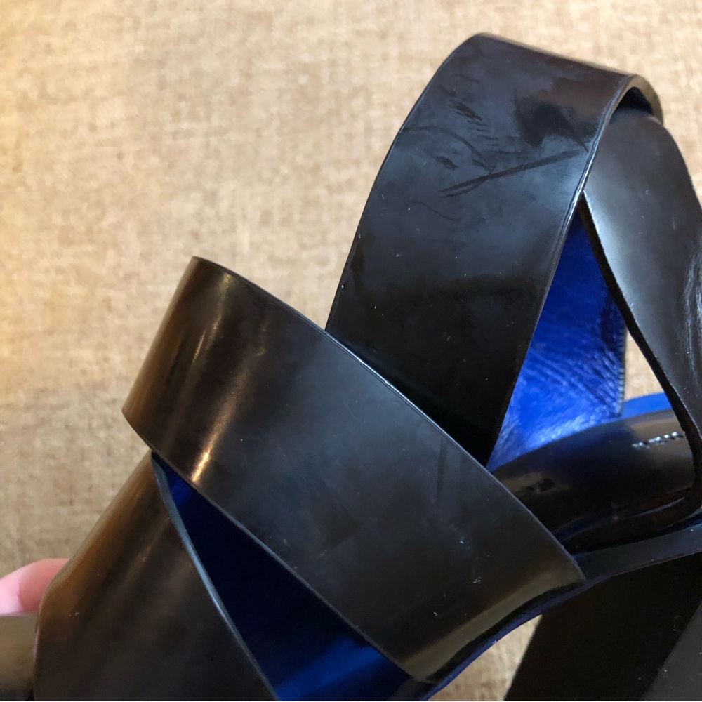 Proenza Schouler Black Blue Patent Leather Strappy Heels Sandals - Picture 12 of 16
